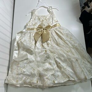 Gold ivory color fancy little girls dress